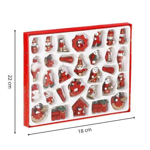 Zawieszki choinkowe 30 sztuk drewniane ozdoby świateczne