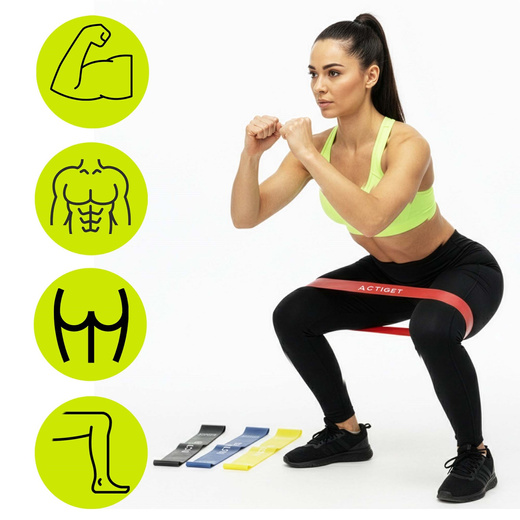Gumy oporowe do ćwiczeń zestaw 5 szt. taśmy fitness rehabilitacyjne opór 1-20 kg
