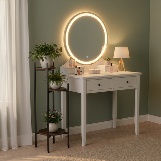 Kwietnik metalowy 81 cm stojak na kwiaty z 3 półkami loft nowoczesny czarno-brązowy