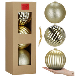 Bombki choinkowe 3 szt. duże ozdoby świąteczne 20,5 cm brokat złote