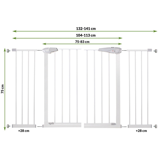 Bramka zabezpieczająca rozporowa 76-141 cm biała