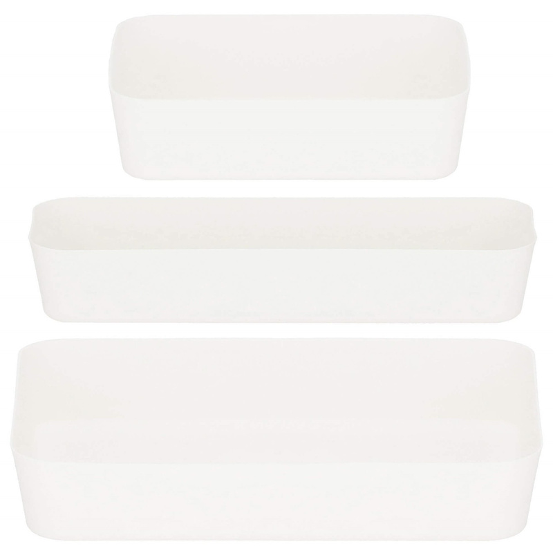 Organizery do szuflady 3 szt. wielofunkcyjne wkłady, pojemniki zestaw kremowy