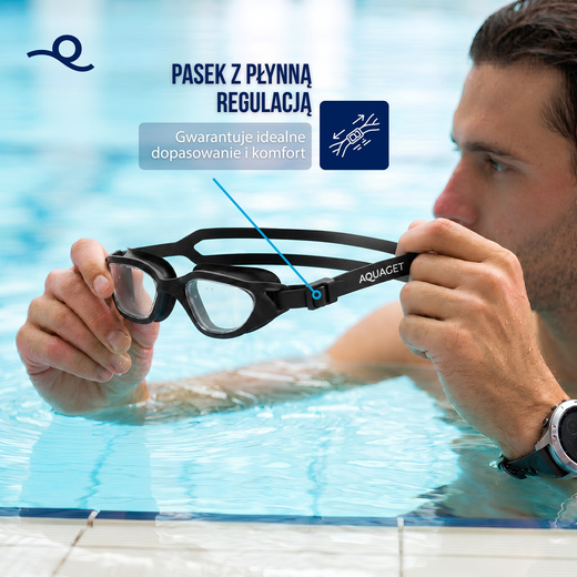 Okulary do pływania z zatyczkami do uszu, nosa zestaw okularki na basen UV Anti-fog