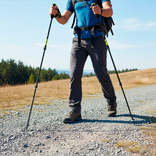 Kije trekkingowe z regulacją długości, składane kijki do chodzenia, nordic walking z trzema nakładkami