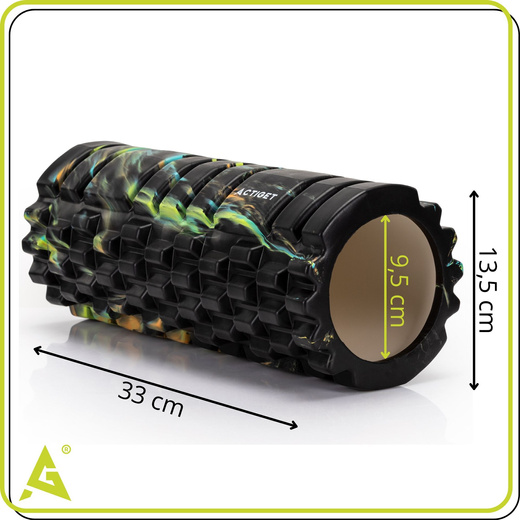 Wałek do masażu, średnio twardy, roller z wypustkami, czarny