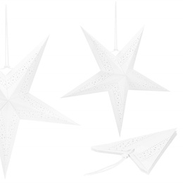 Gwiazda świąteczna papierowa biała i lampki choinkowe led ciepły biały