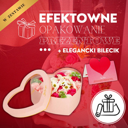 Mydlane róże 24 szt. flower box zestaw kwiatów w pudełku serce różowe