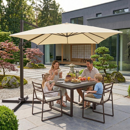 Parasol ogrodowy 500 cm z pokrowcem duży na wysięgniku na balkon, taras beżowy