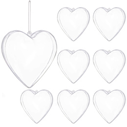 Bombki akrylowe 7cm serce plastikowe decoupage zestaw 8 szt.