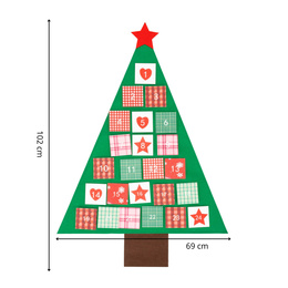 Kalendarz adwentowy, świąteczny Choinka 102 cm dekoracja na ścianę, multikolor