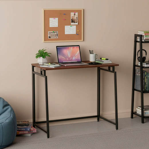 Biurko komputerowe, składane 80 cm stolik do pracy przy komputerze, drewniany, ciemno brązowy