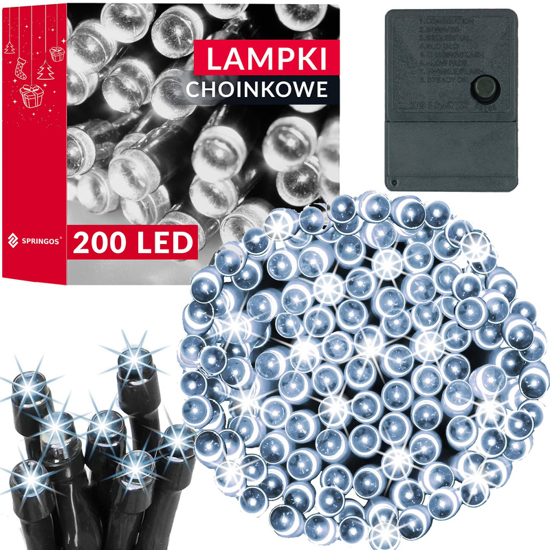 Lampki choinkowe 200 Led biały zimny 15,5 m oświetlenie świąteczne