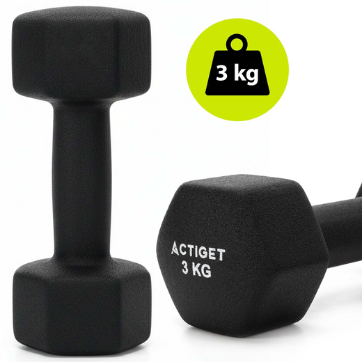Hantle na stojaku zestaw 6 szt. obciążenia 1 kg, 2 kg, 3 kg do fitnessu, treningu domowego