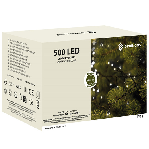 Lampki choinkowe 500 led biały zimny 41,5 m oświetlenie świąteczne IP44