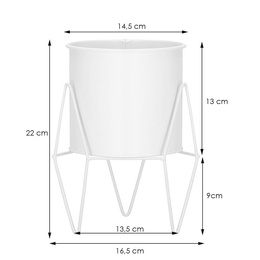 Stojący kwietnik 22 cm stojak z doniczką na kwiaty nowoczesny loft biały mat