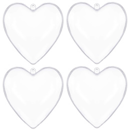 Bombki akrylowe 7cm serce plastikowe decoupage zestaw 4 szt.