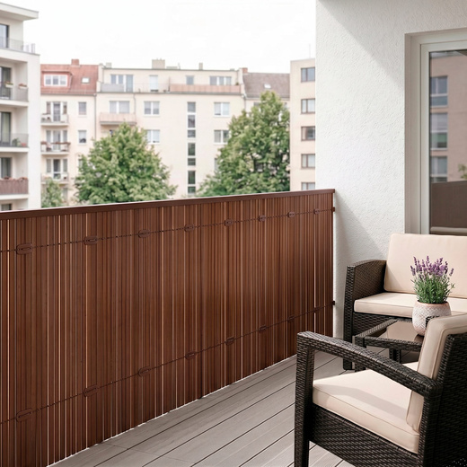 Osłona PVC maskująca 500x100 cm, profile zestaw na balkon, taras, ogrodzenie brązowe
