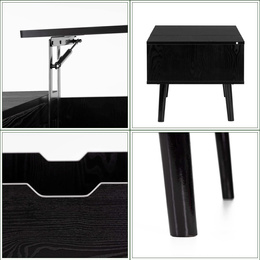 Stolik kawowy z podnoszonym blatem i schowkiem, ława do salonu 100x50x43 cm czarny