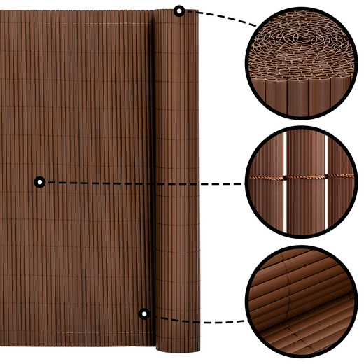 Osłona PVC maskująca na balkon, taras, ogrodzenie 500x120 cm brązowa