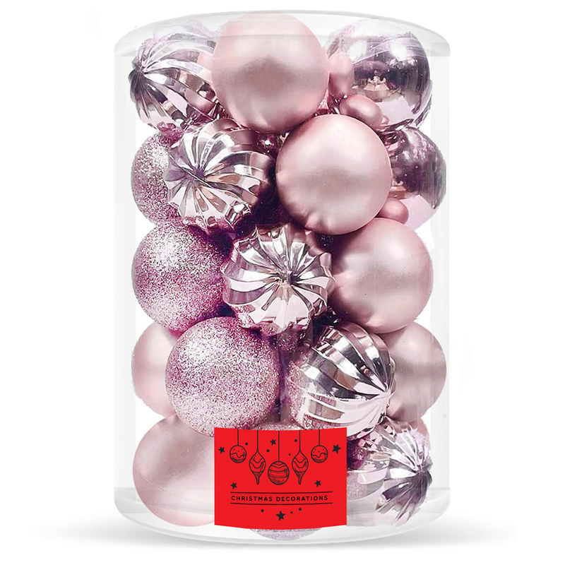 Bombki choinkowe 20 szt. ozdoby świąteczne różowy