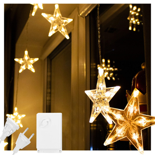 Kurtyna świetlna 70 Led gwiazdki lampki choinkowe wewnętrzne sople ciepły biały