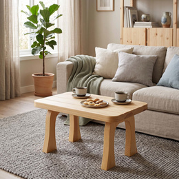 Drewniany stolik kawowy 65x48cm prostokątna ława do salonu impregnowane naturalne drewno