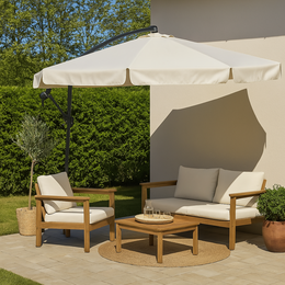 Parasol ogrodowy na wysięgniku 350 cm składany z pokrowcem, na balkon, taras ecru