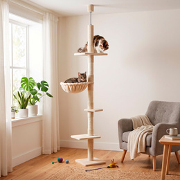 Drapak dla kota sufittowy sizal słupek 240 - 265 cm kremowy