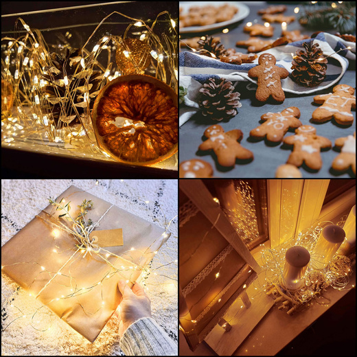 Lampki choinkowe 30 LED druciki mikro na baterie biały ciepły