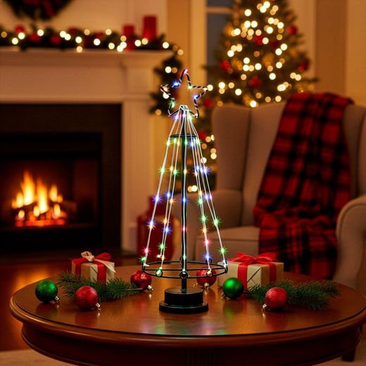 Choinka metalowa 80 Led dekoracja świąteczna 45 cm multikolor