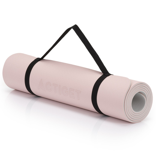 Mata do jogi, ćwiczeń fitness 183x61 cm antypoślizgowa, materac do stretchingu, jasny róż
