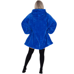 Kocobluza damska oversize koc bluza 2w1 z kapturem ciepła niebieska