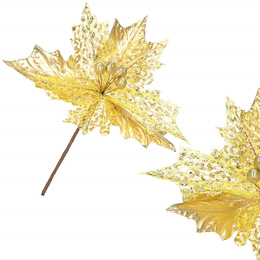 Gwiazda betlejemska 26 cm sztuczny kwiat, poinsecja złota z brokatem