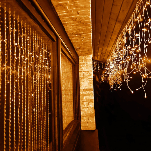 Kurtyna świetlna 200 led girlanda, lampki wewnętrzno-zewnętrzne sople ciepły biały