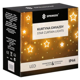 Kurtyna świetlna 92 led girlanda gwiazdki, lampki wewnętrzno-zewnętrzne sople ciepły biały