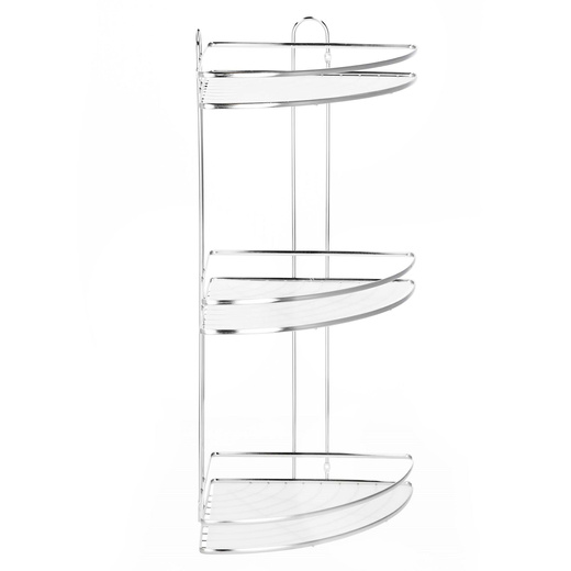 Półka łazienkowa narożna pod prysznic 3 poziomy, wisząca, srebrna