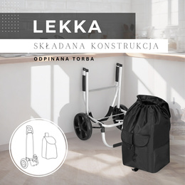 Wózek na zakupy, walizka zakupowa dla seniora 42 l torba na kółkach czarna