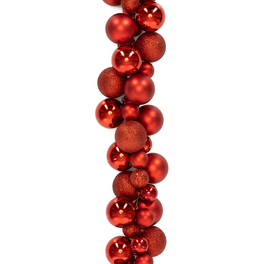 Girlanda świąteczna 160 cm łańcuch z bombek 130 szt. czerwone