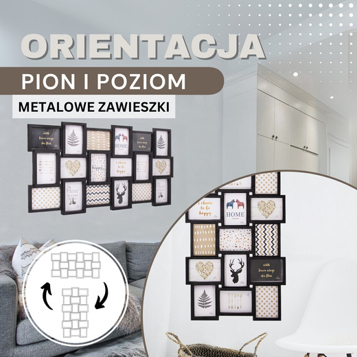 Ramka na zdjęcia 18 zdjęć multiramka 13x18 czarna