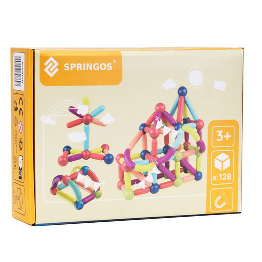 Klocki magnetyczne, konstrukcyjne 3D duży zestaw 128 szt. patyczki kulki