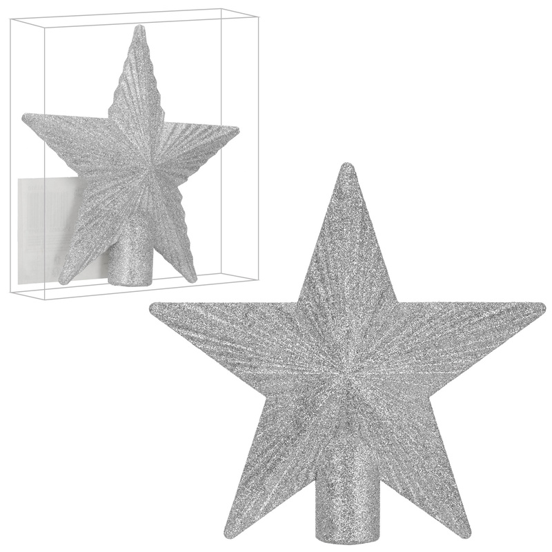 Czubek na choinkę gwiazda 21 cm szpic brokatowy ozdoba świąteczna srebrna