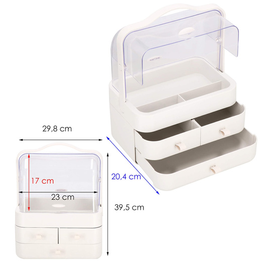 Organizer na kosmetyki 39,5x29,8x20,4cm mleczny pojemnik na biżuterię z przegródkami