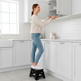 Stołek składany, schodek pomocniczy 150 kg podest antypoślizgowy, czarny