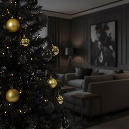 Choinka sztuczna 180 cm jodła czarna nowoczesna, ze stojakiem