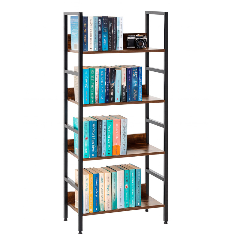 Regał na książki 4-poziomowy, industrialny 124,5x60x28 ciemnobrązowy