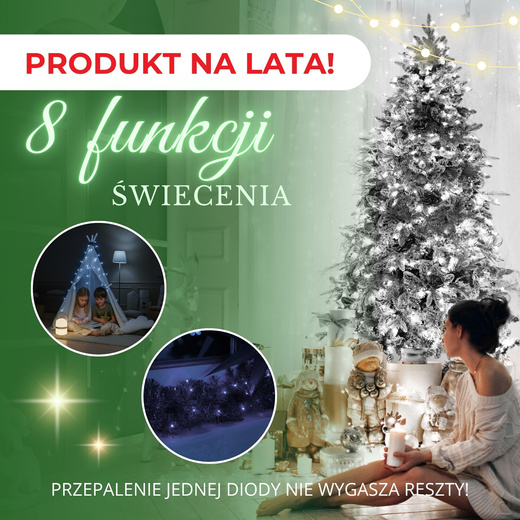 Lampki choinkowe 100 led biały zimny 8,5 m oświetlenie świąteczne
