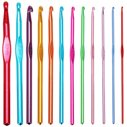 Zestaw do szydełkowania 12 szt. i etui szydełka z aluminium kolorowe