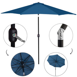 Parasol ogrodowy składany 300 cm duży z korbką na balkon taras granatowy