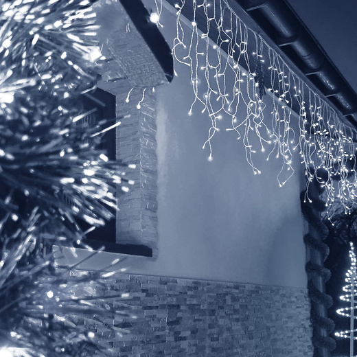 Kurtyna świetlna 1500 led girlanda, lampki wewnętrzno-zewnętrzne sople zimny biały
