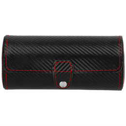 Szkatułka na zegarki czarna carbon organizer z 2 przegródkami
